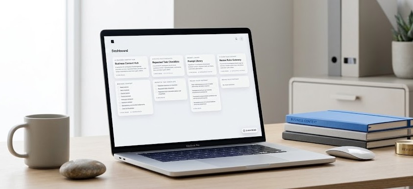 AI workspace setup planning board for a service business